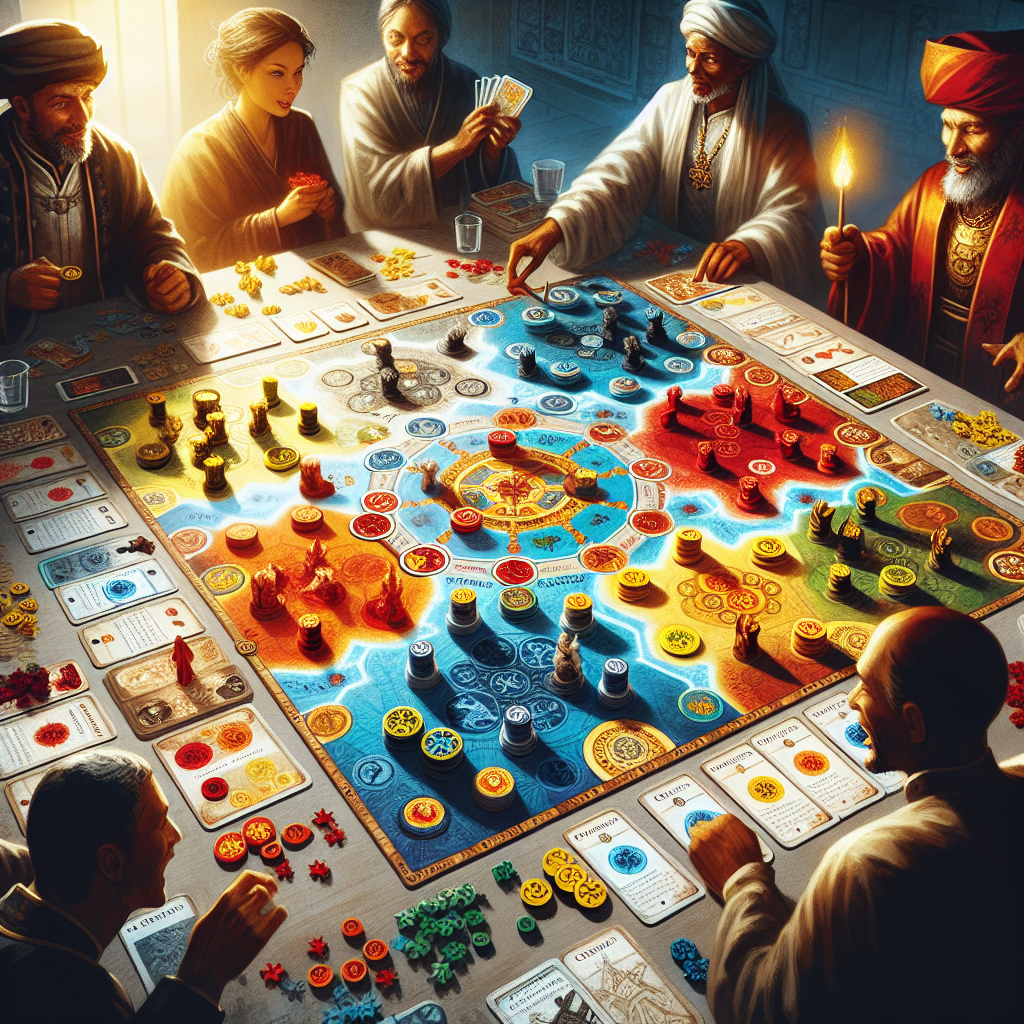 A captivating board game setup of Hegemony with colorful tokens and strategic components.
